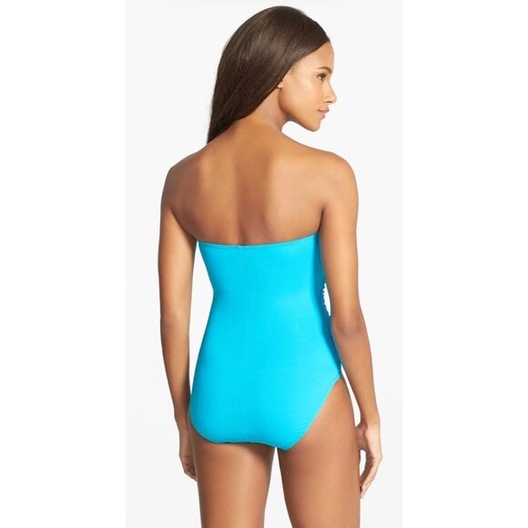NEW La Blanca Swimsuit Bikini one piece Island Goddess 4 Blue Removable Strap - Picture 3 of 9